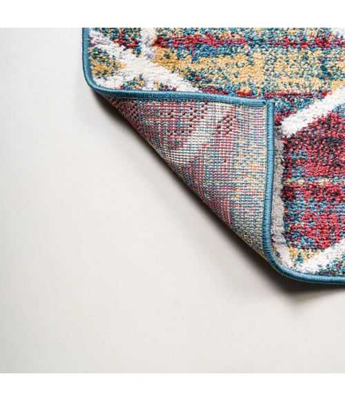 Tumbling Blocks Modern Geometric Multi/White 5 ft. x 8 ft. Area Rug