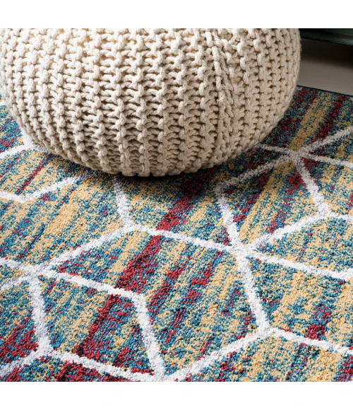 Tumbling Blocks Modern Geometric Multi/White 5 ft. x 8 ft. Area Rug