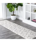 Tumbling Blocks Modern Geometric White/Gray 2 ft. x 8 ft. Runner Rug