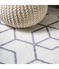 Tumbling Blocks Modern Geometric White/Gray 3 ft. x 5 ft. Area Rug