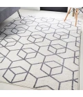 Tumbling Blocks Modern Geometric White/Gray 3 ft. x 5 ft. Area Rug