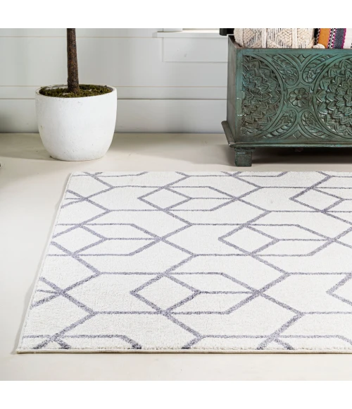 Tumbling Blocks Modern Geometric White/Gray 3 ft. x 5 ft. Area Rug