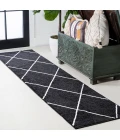 Cole Minimalist Diamond Trellis Black/White 2 ft. x 8 ft. Runner Rug