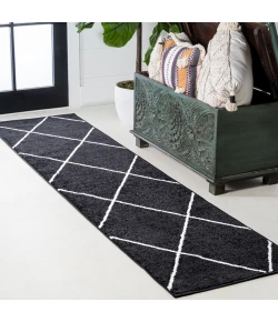 Jonathany Supersoft SEU102A Black/White Area Rug 2 ft. X 8 ft. Runner