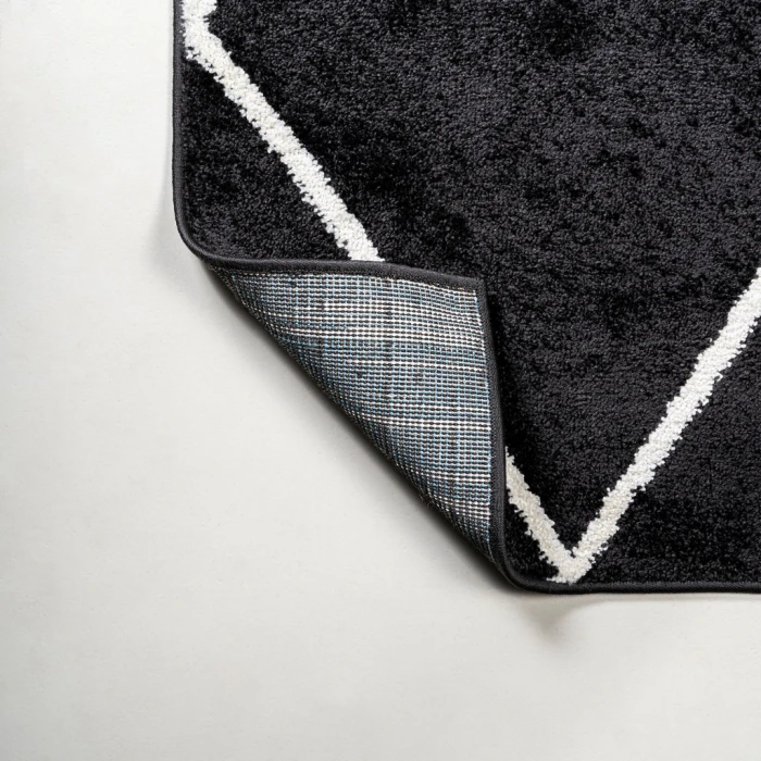 Cole Minimalist Diamond Trellis Black/White 4 ft. x 6 ft. Area Rug
