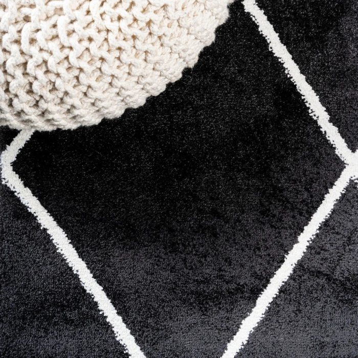 Cole Minimalist Diamond Trellis Black/White 4 ft. x 6 ft. Area Rug
