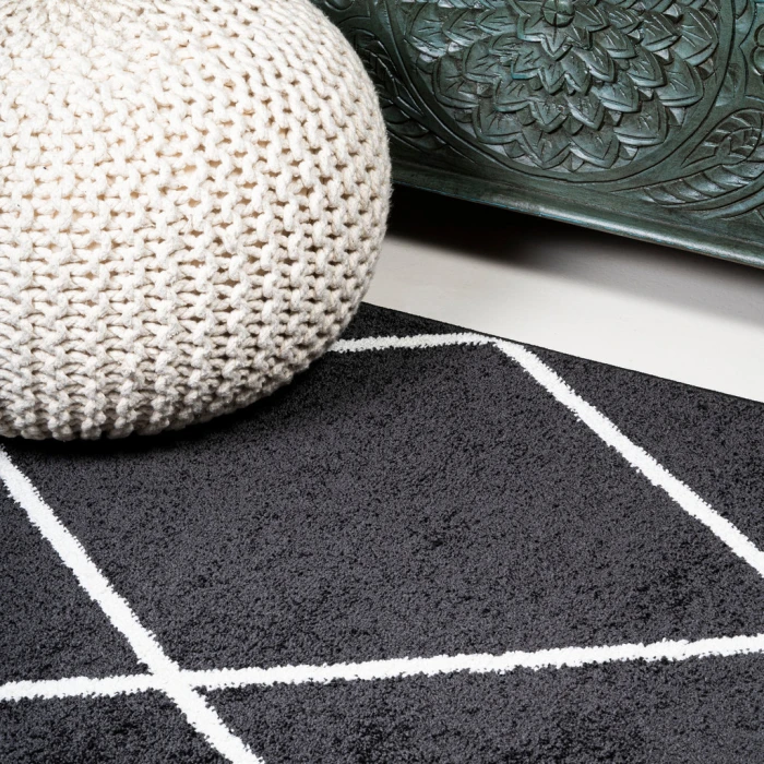 Cole Minimalist Diamond Trellis Black/White 4 ft. x 6 ft. Area Rug
