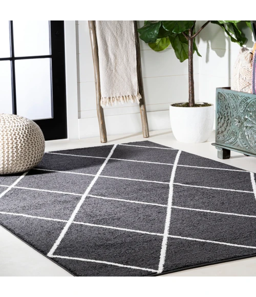 Cole Minimalist Diamond Trellis Black/White 3 ft. x 5 ft. Area Rug