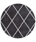 Cole Minimalist Diamond Trellis Black/White 5' Round Area Rug