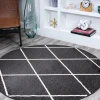Jonathany Supersoft SEU102A Black/White Area Rug 5 ft. 3 in. X 5 ft. 3 in. Round