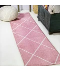 Cole Minimalist Diamond Trellis Rose/White 2 ft. x 8 ft. Runner Rug