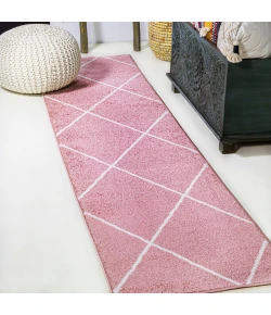 Jonathany Supersoft SEU102B Rose/White Area Rug 2 ft. X 8 ft. Runner