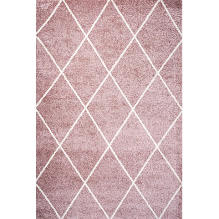 Cole Minimalist Diamond Trellis Rose/White 8 ft. x 10 ft. Area Rug
