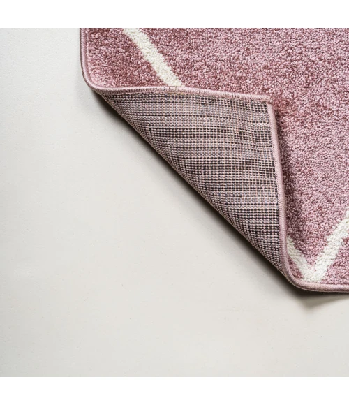 Cole Minimalist Diamond Trellis Rose/White 5' Round Area Rug