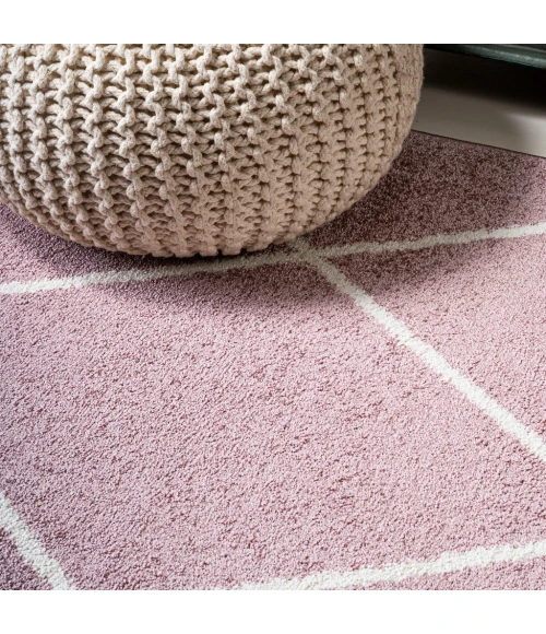 Cole Minimalist Diamond Trellis Rose/White 5' Round Area Rug