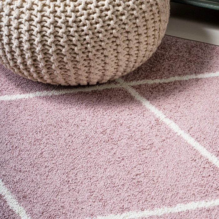 Cole Minimalist Diamond Trellis Rose/White 2 ft. x 10 ft. Runner Rug