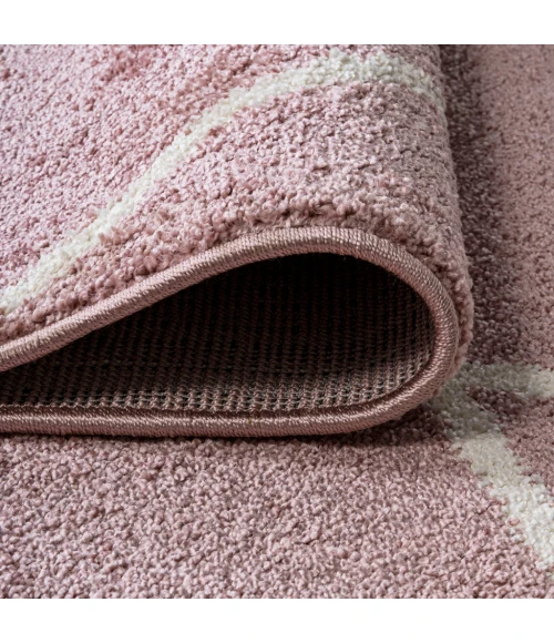 Cole Minimalist Diamond Trellis Rose/White 5' Round Area Rug