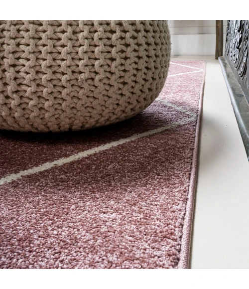 Cole Minimalist Diamond Trellis Rose/White 5' Round Area Rug