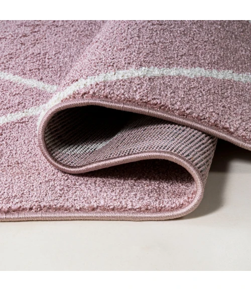 Cole Minimalist Diamond Trellis Rose/White 5' Round Area Rug