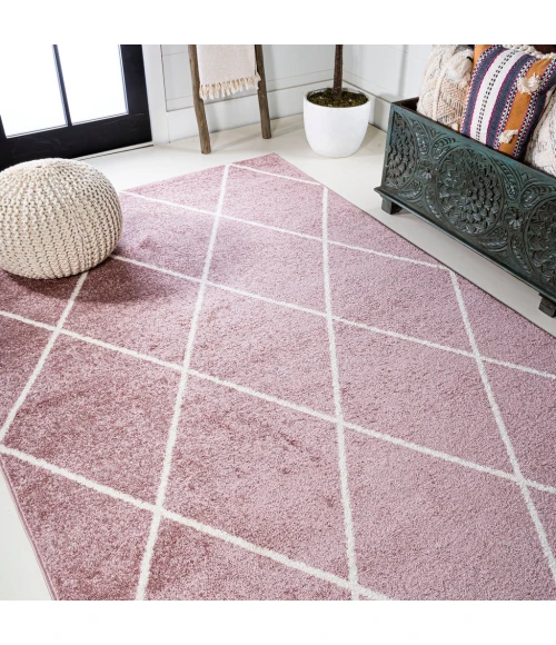 Cole Minimalist Diamond Trellis Rose/White 8 ft. x 10 ft. Area Rug