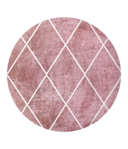 Jonathany Supersoft SEU102B Rose/White Area Rug 5 ft. 3 in. X 5 ft. 3 in. Round