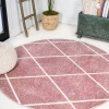 Jonathany Supersoft SEU102B Rose/White Area Rug 5 ft. 3 in. X 5 ft. 3 in. Round