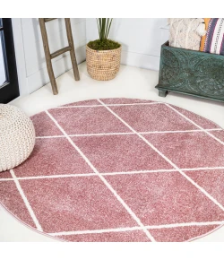 Jonathany Supersoft SEU102B Rose/White Area Rug 5 ft. 3 in. X 5 ft. 3 in. Round