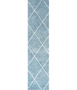 Jonathany Supersoft SEU102C Light Blue/White Area Rug 2 ft. X 8 ft. Runner