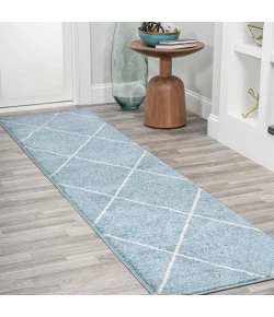 Jonathany Supersoft SEU102C Light Blue/White Area Rug 2 ft. X 8 ft. Runner
