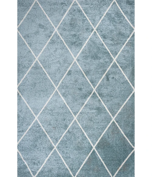 Cole Minimalist Diamond Trellis Light Blue/White 4 ft. x 6 ft. Area Rug