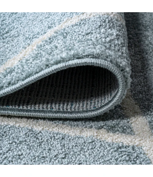 Cole Minimalist Diamond Trellis Light Blue/White 5' Round Area Rug