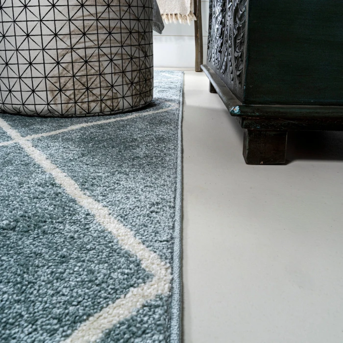 Cole Minimalist Diamond Trellis Light Blue/White 2 ft. x 8 ft. Runner Rug