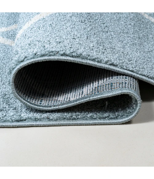 Cole Minimalist Diamond Trellis Light Blue/White 5' Round Area Rug