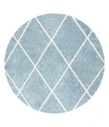 Cole Minimalist Diamond Trellis Light Blue/White 5' Round Area Rug