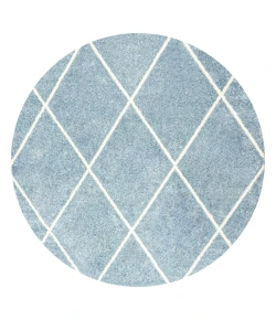 Jonathany Supersoft SEU102C Light Blue/White Area Rug 5 ft. 3 in. X 5 ft. 3 in. Round