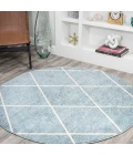 Cole Minimalist Diamond Trellis Light Blue/White 5' Round Area Rug