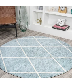 Jonathany Supersoft SEU102C Light Blue/White Area Rug 5 ft. 3 in. X 5 ft. 3 in. Round