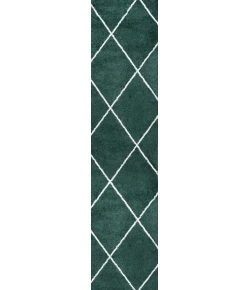 Jonathany Supersoft SEU102D Green/White Area Rug 2 ft. X 8 ft. Runner