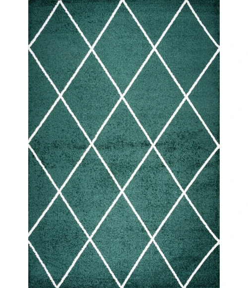 Cole Minimalist Diamond Trellis Green/White 4 ft. x 6 ft. Area Rug