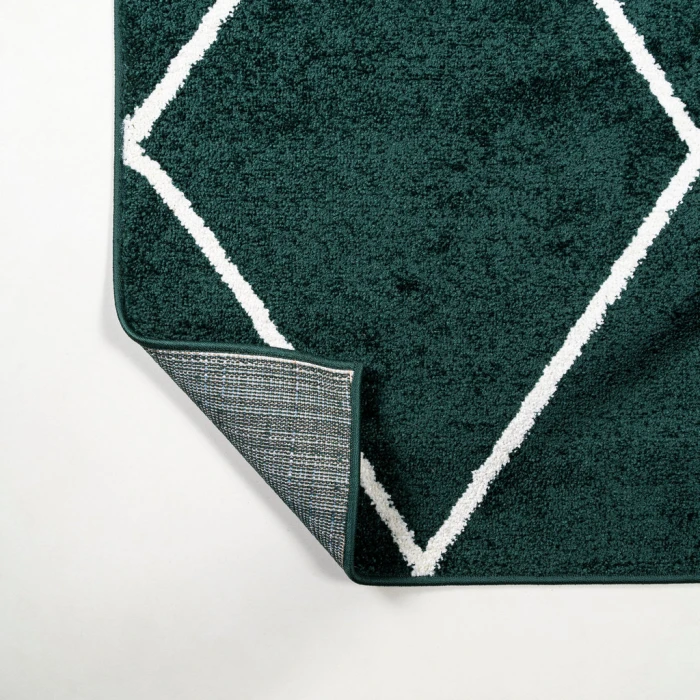 Cole Minimalist Diamond Trellis Green/White 2 ft. x 10 ft. Runner Rug