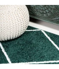 Cole Minimalist Diamond Trellis Green/White 5' Round Area Rug