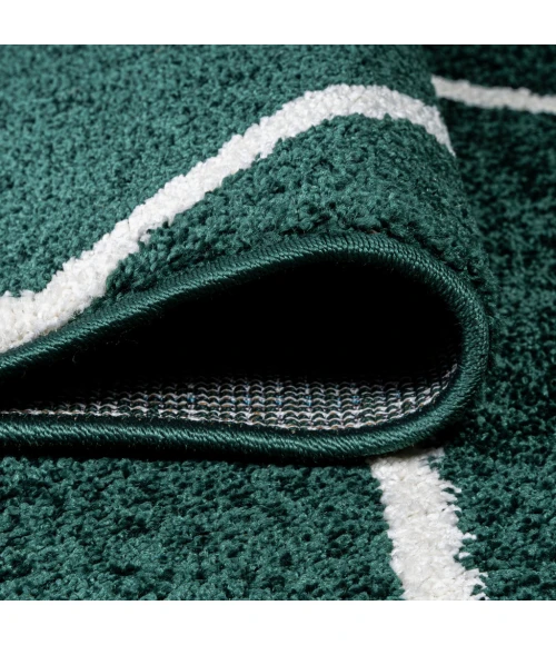 Cole Minimalist Diamond Trellis Green/White 5' Round Area Rug