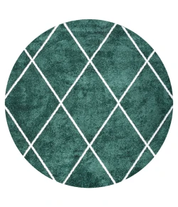 Jonathany Supersoft SEU102D Green/White Area Rug 5 ft. 3 in. X 5 ft. 3 in. Round