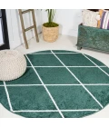 Cole Minimalist Diamond Trellis Green/White 5' Round Area Rug