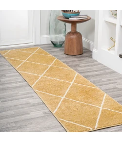 Jonathany Supersoft SEU102E Gold/White Area Rug 2 ft. X 10 ft. Runner
