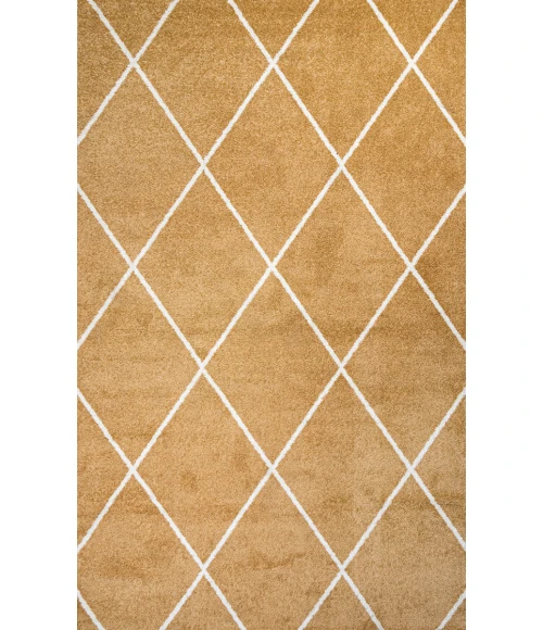 Cole Minimalist Diamond Trellis Gold/White 3 ft. x 5 ft. Area Rug