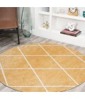 Cole Minimalist Diamond Trellis Gold/White 5' Round Area Rug