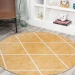 Jonathany Supersoft SEU102E Gold/White Area Rug 5 ft. 3 in. X 5 ft. 3 in. Round