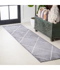 Cole Minimalist Diamond Trellis Gray/White 2 ft. x 10 ft. Runner Rug