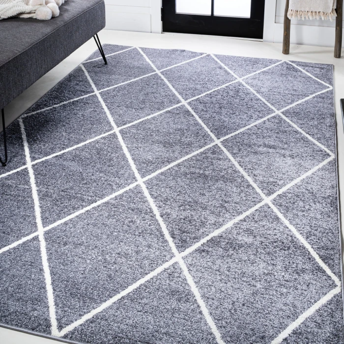 Cole Minimalist Diamond Trellis Gray/White 8 ft. x 10 ft. Area Rug